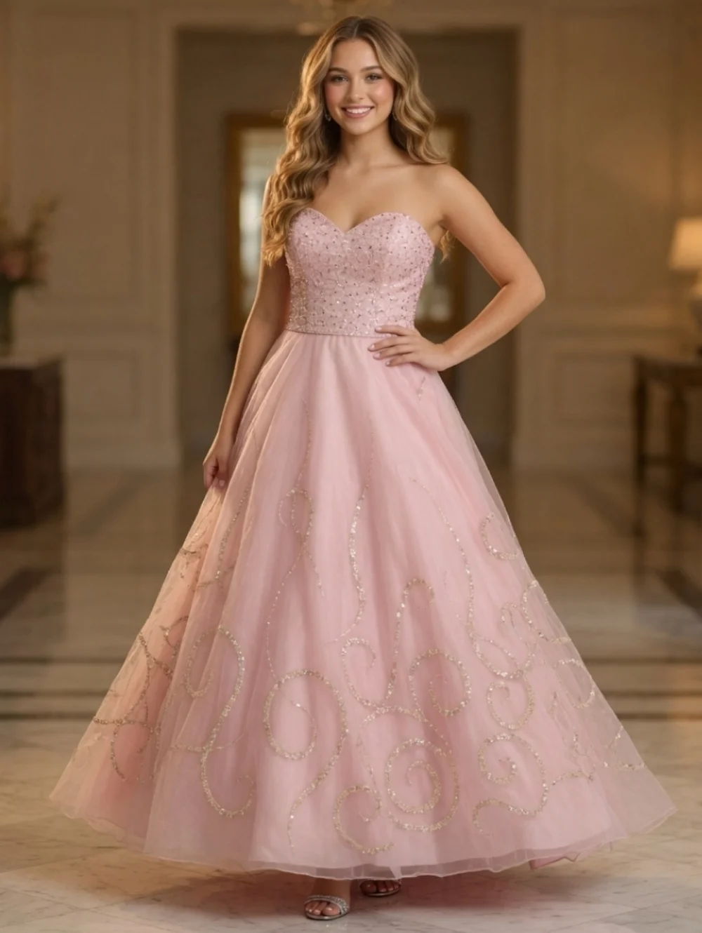 Jovani Dresses | Jovani Strapless Light Pink Ball Gown With Beaded Bodice Size 12 | Color: Pink | Size: 12 | Poshtastictwo's Closet